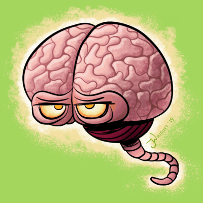 Cartoon of the titular monster from the 1957 movie, "The Brain from Planet Arous" The Brain from Planet Arous
