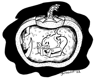 A cozy fire reading by himself. Pen and Ink. A cozy fire reading by himself