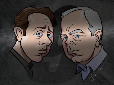 Caricatures of the talented pair behind the hit show "Inside No. 9" - Reece Shearsmith and Steve Pemberton Inside No. 9