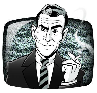 Caricature of Rod Serling, host of the classic TV show "The Twilight Zone" Rod Serling